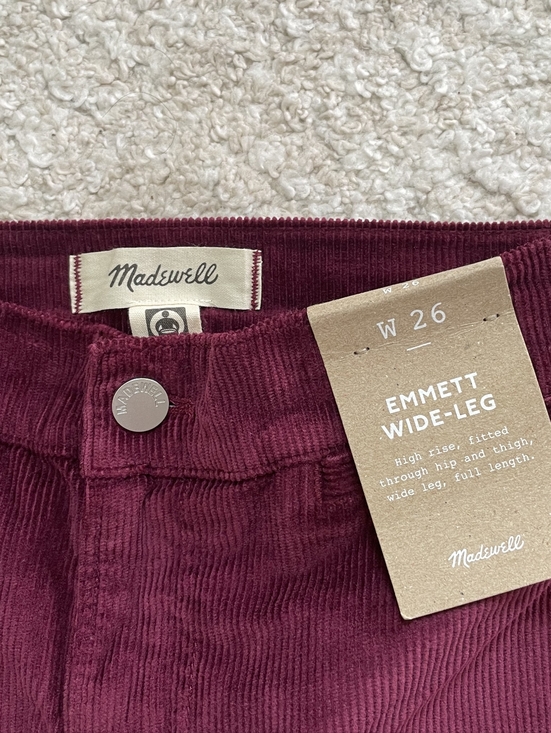 Madewell Wide Leg Corduroy Pants in Deep Burgundy Sise 26 - Picture 16 of 16